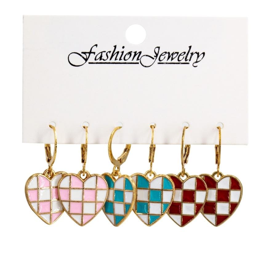 Heart earings 3 colors   (3 pair earings set)  ER-07