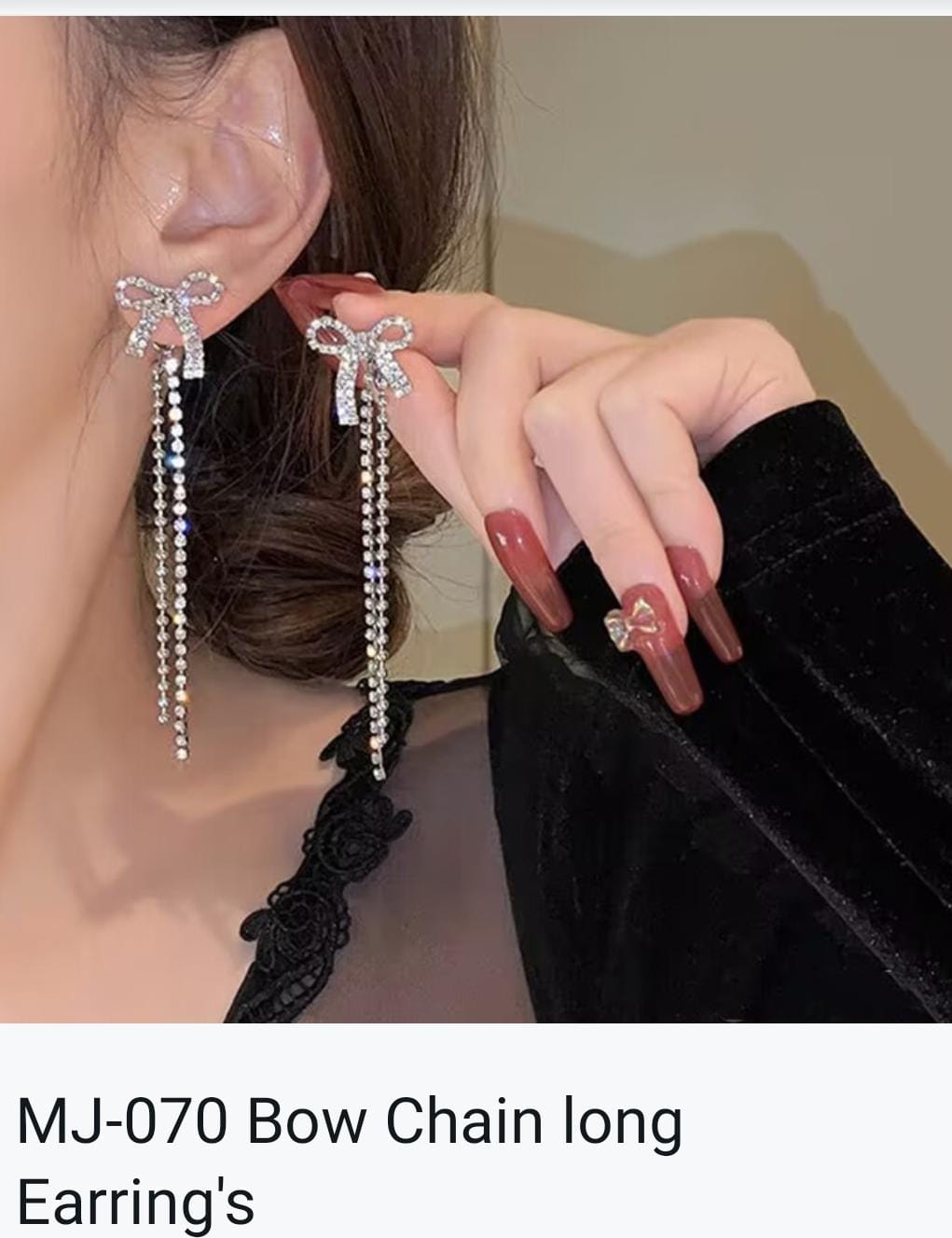 Bow Chain Long Earrings