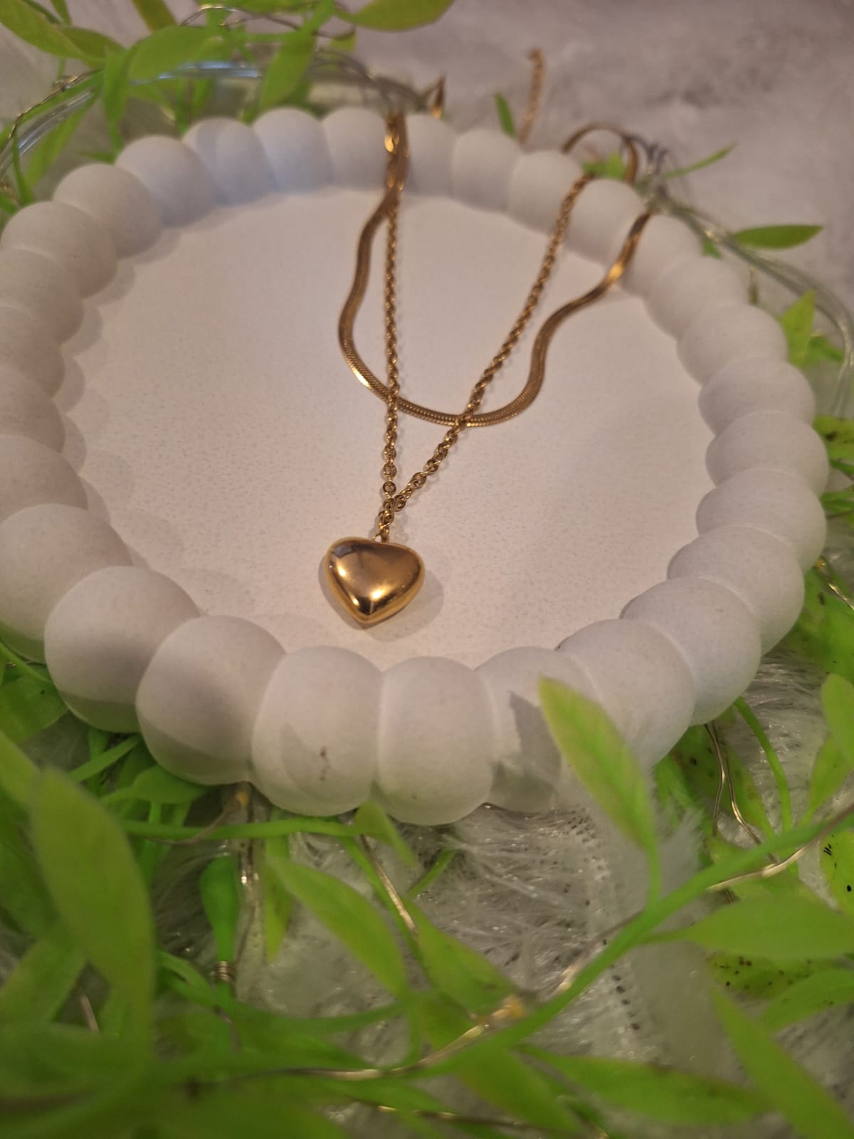 Gold Heart Pendant Necklace Set NK-08