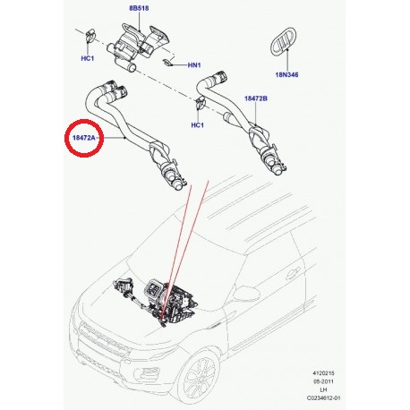 MANGUERAS DE CALEFACCION INTERNAS EVOQUE 2012-2015
