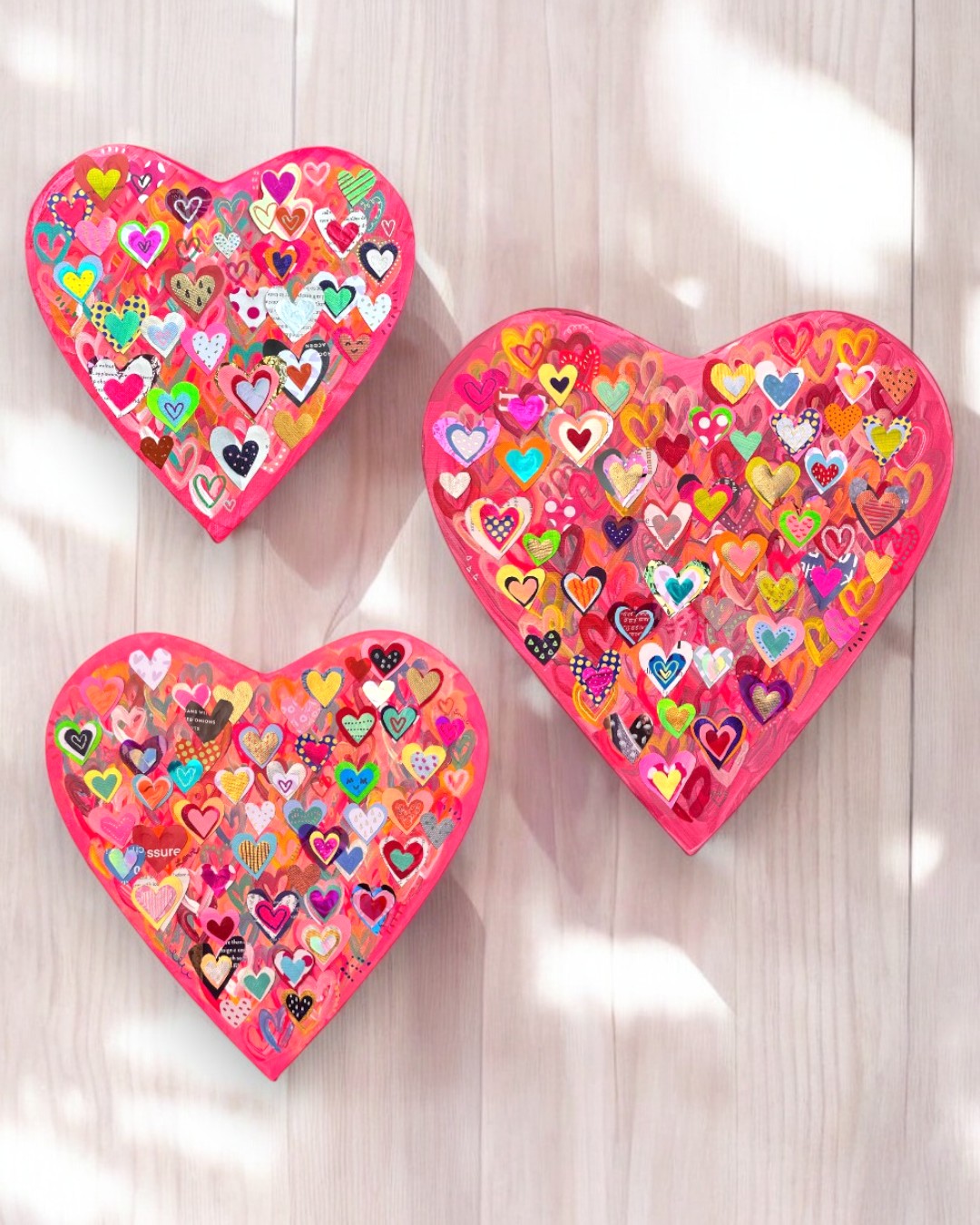 3 Sized Heart Canvas – Mixed Media