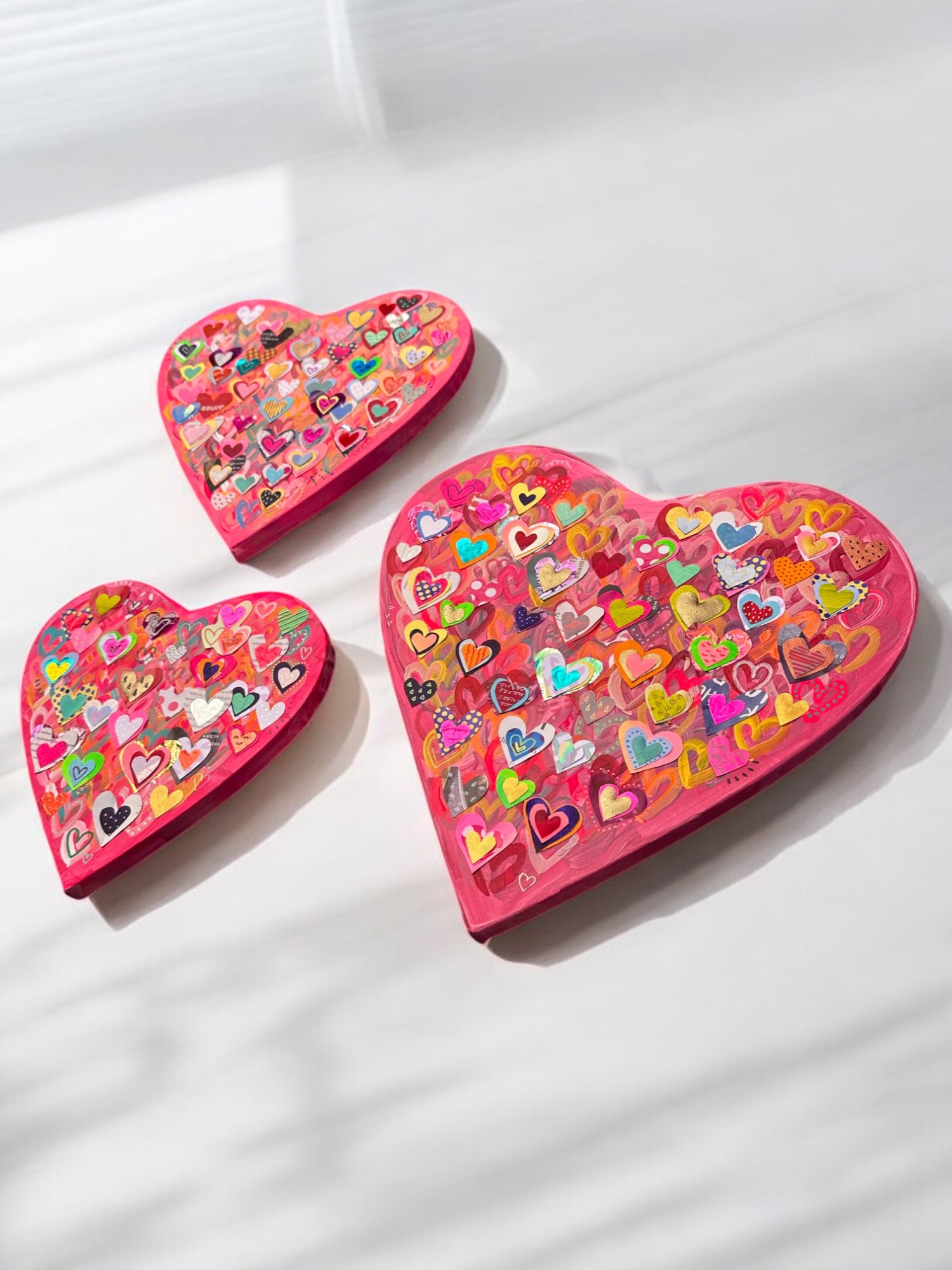 3 Sized Heart Canvas – Mixed Media