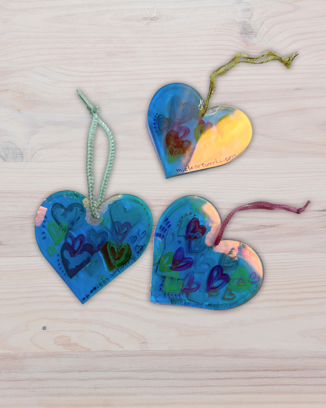 Heart Acrylic Ornament – 3" Mixed Media