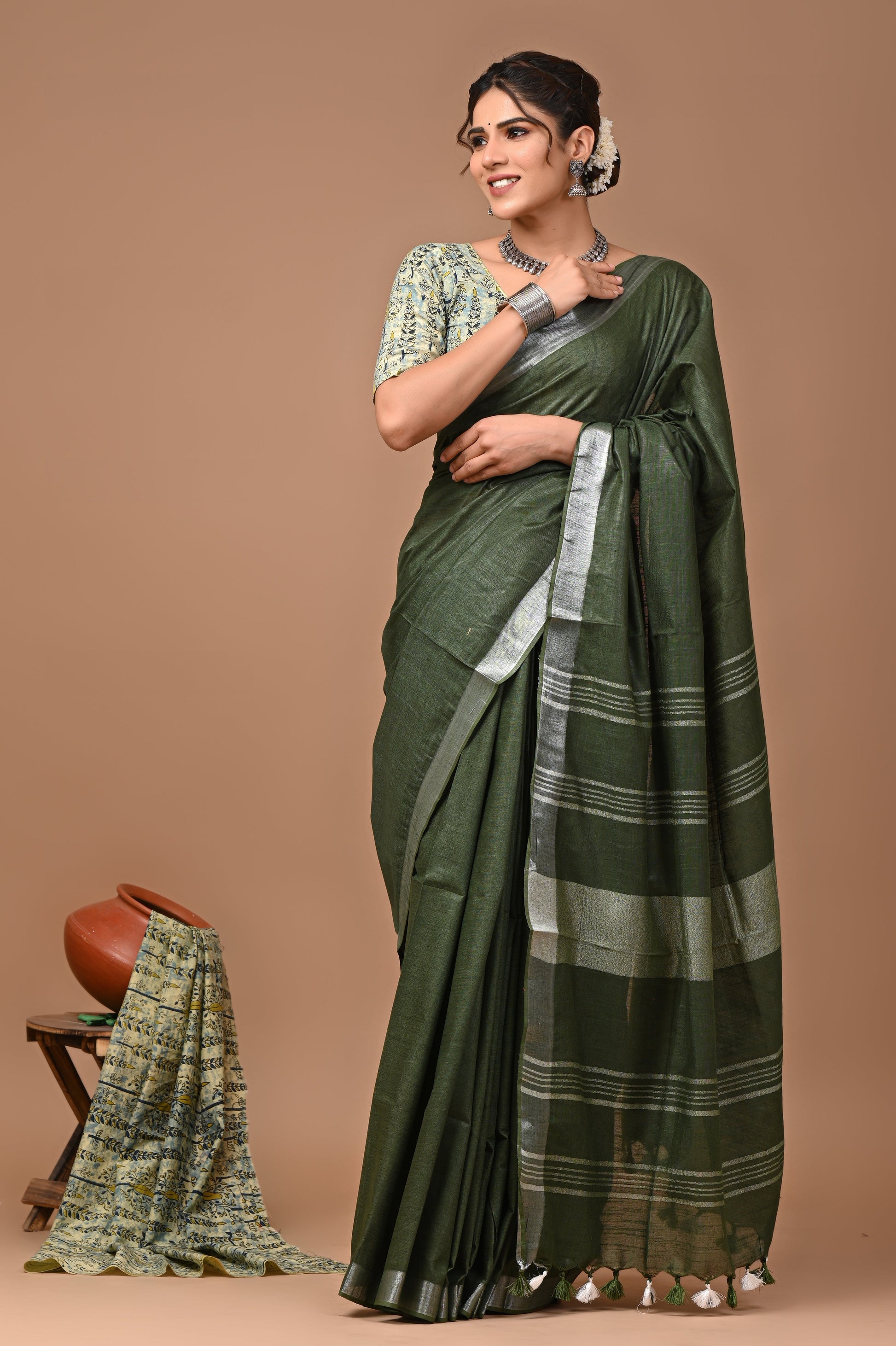 Elegant Green Silk Saree