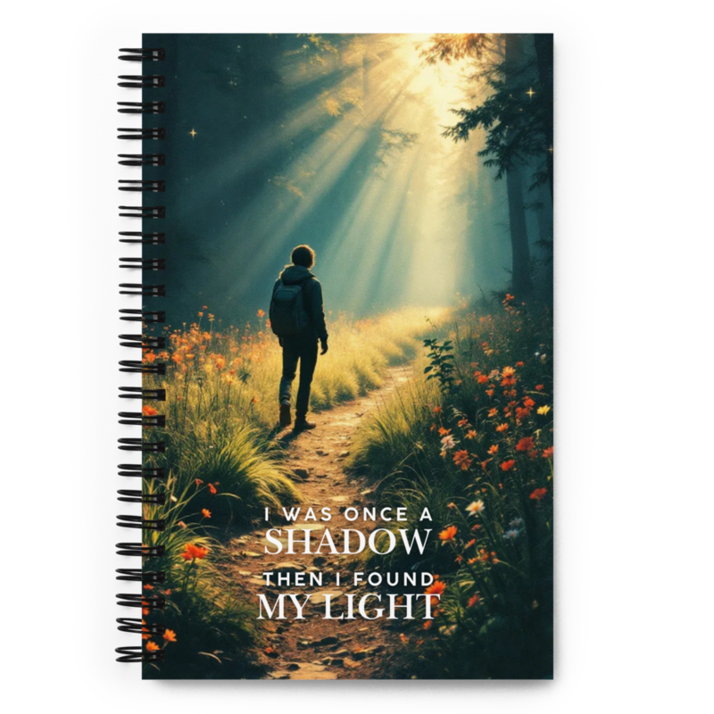 I Was Once a Shadow Then I Found My Light Dotted Spiral Notebook – Inspirational Quote Bullet Journal, Self-Discovery Writing Notebook for Journaling & Growth
