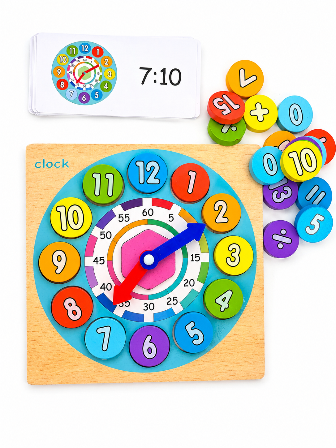 2 in 1 Wooden Learning Clock and Number Toy