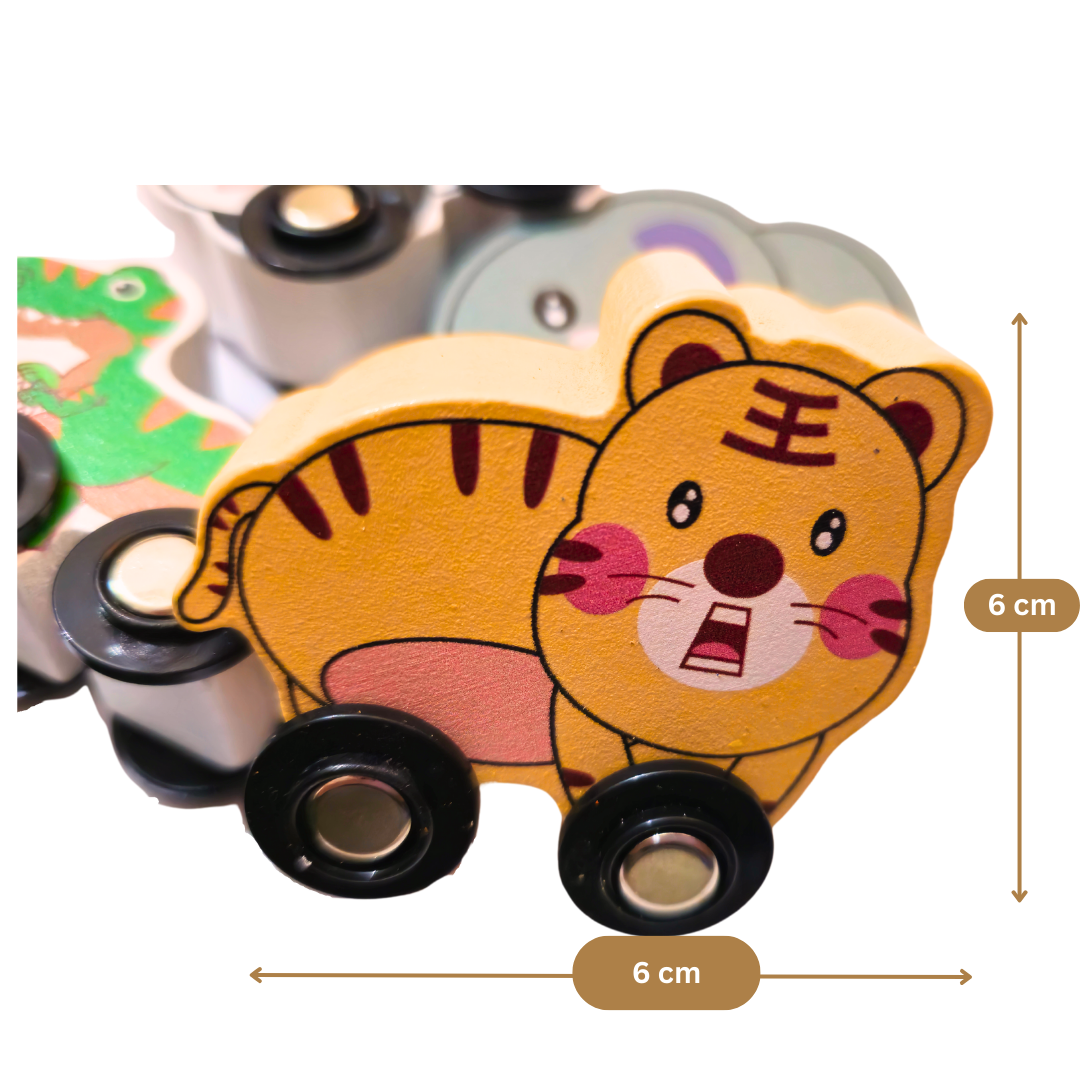 Push & Go Wooden Mini Toy Cars Set of 6 – Animal Shape, Multicolor, Non-Toxic & Plastic-Free, Fun Toy for Toddlers & Kids 1+ Years, Perfect Birthday & Return Gift