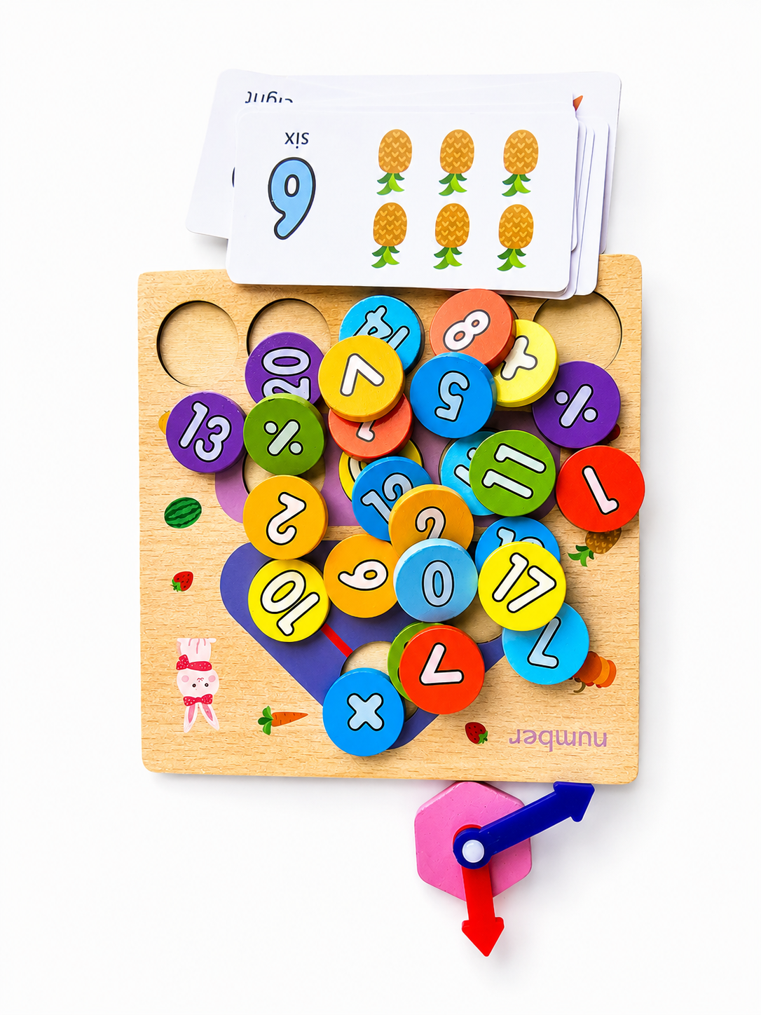 2 in 1 Wooden Learning Clock and Number Toy