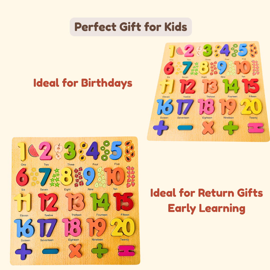 Wooden Number Puzzle Board