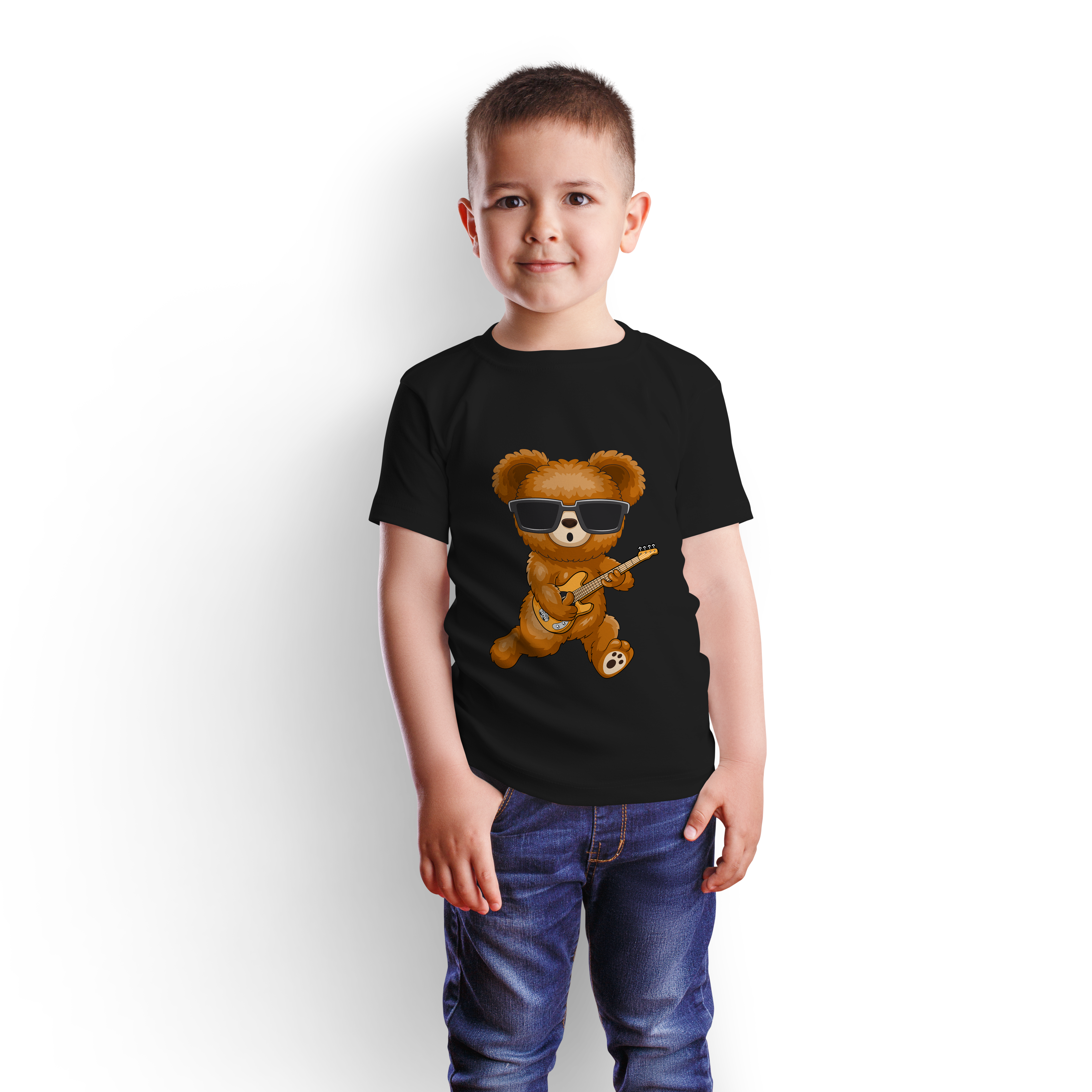 T-shirt urso com guitarra