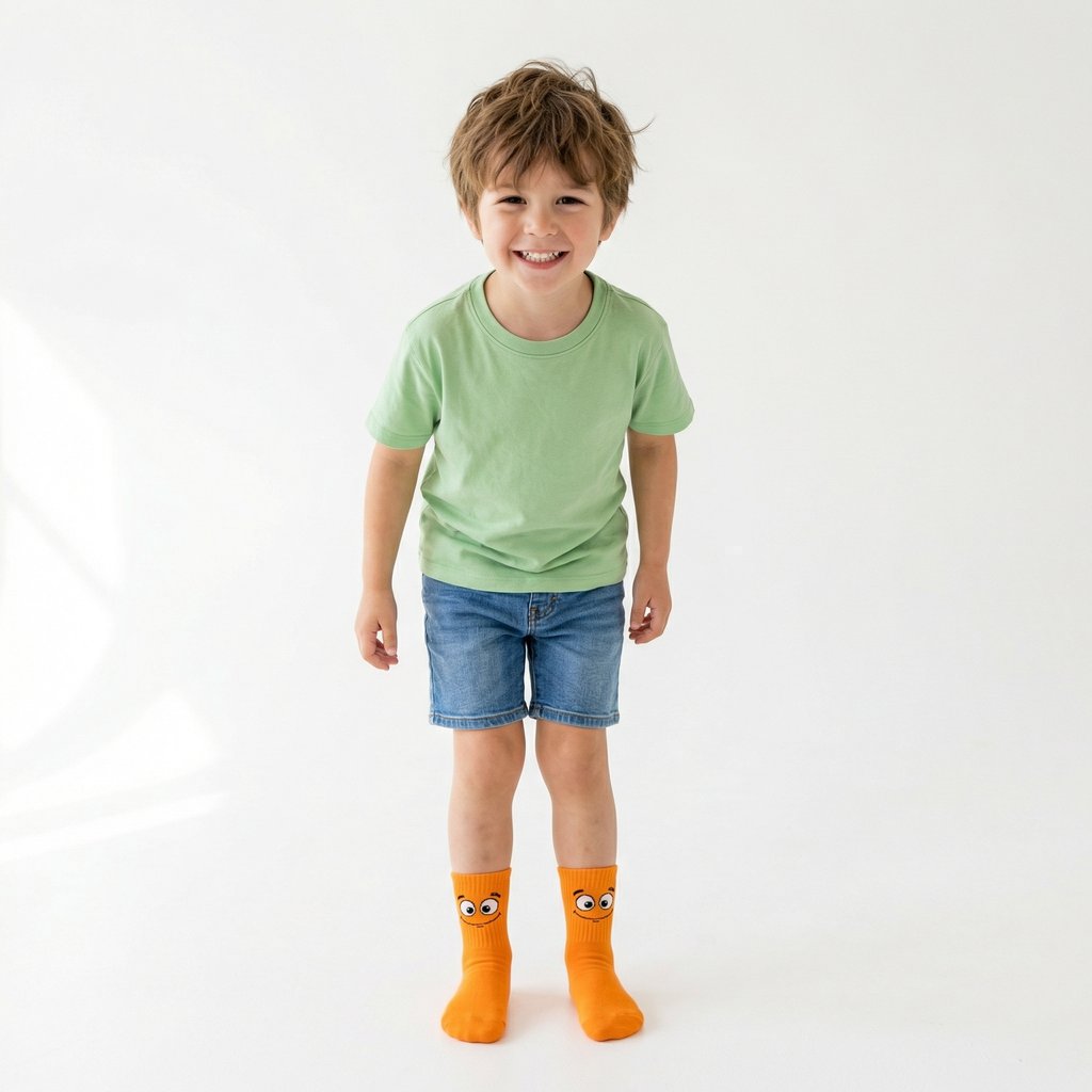 Conjunto de 5 Pares de Meias Infantis com Carinhas Divertidas