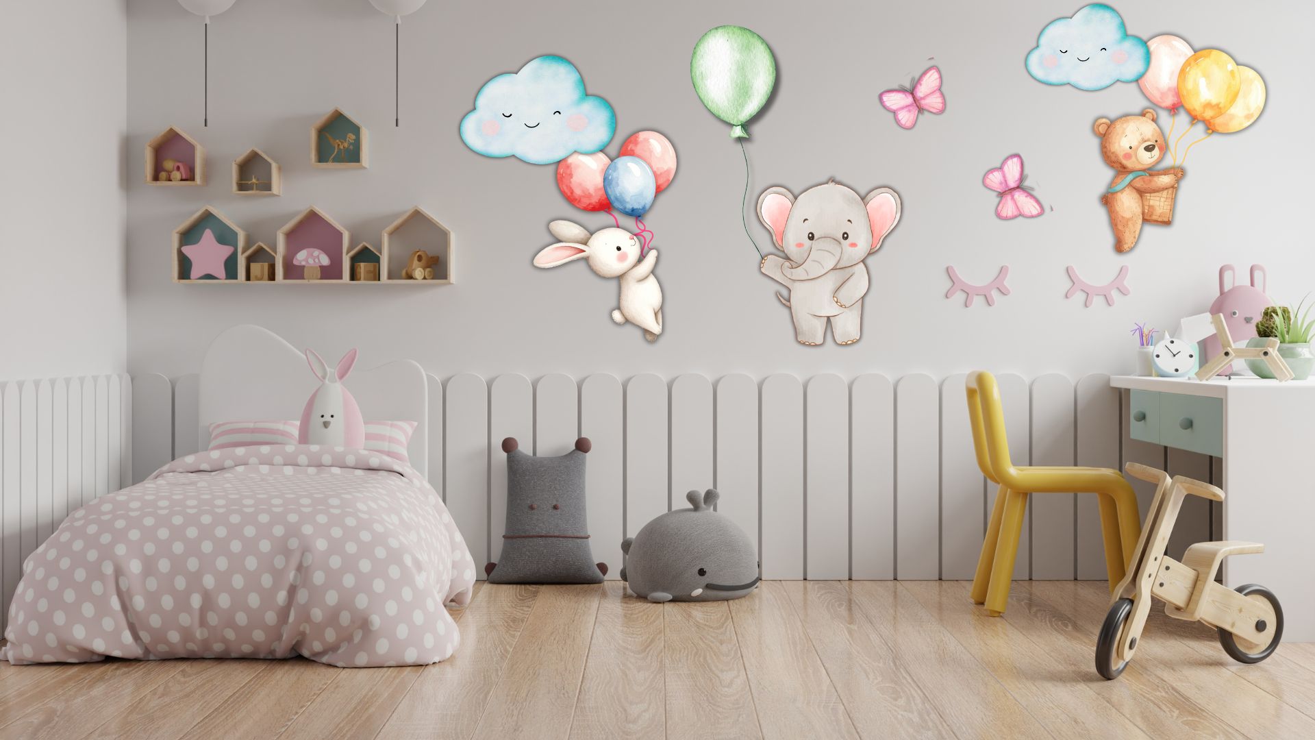 Cute Animal Balloon Wall Stickers