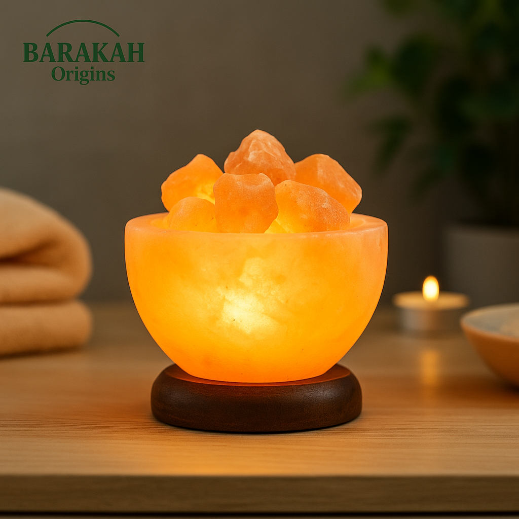 Classic Round Fire Bowl Himalayan Salt Lamp with Rock Salt Chunks