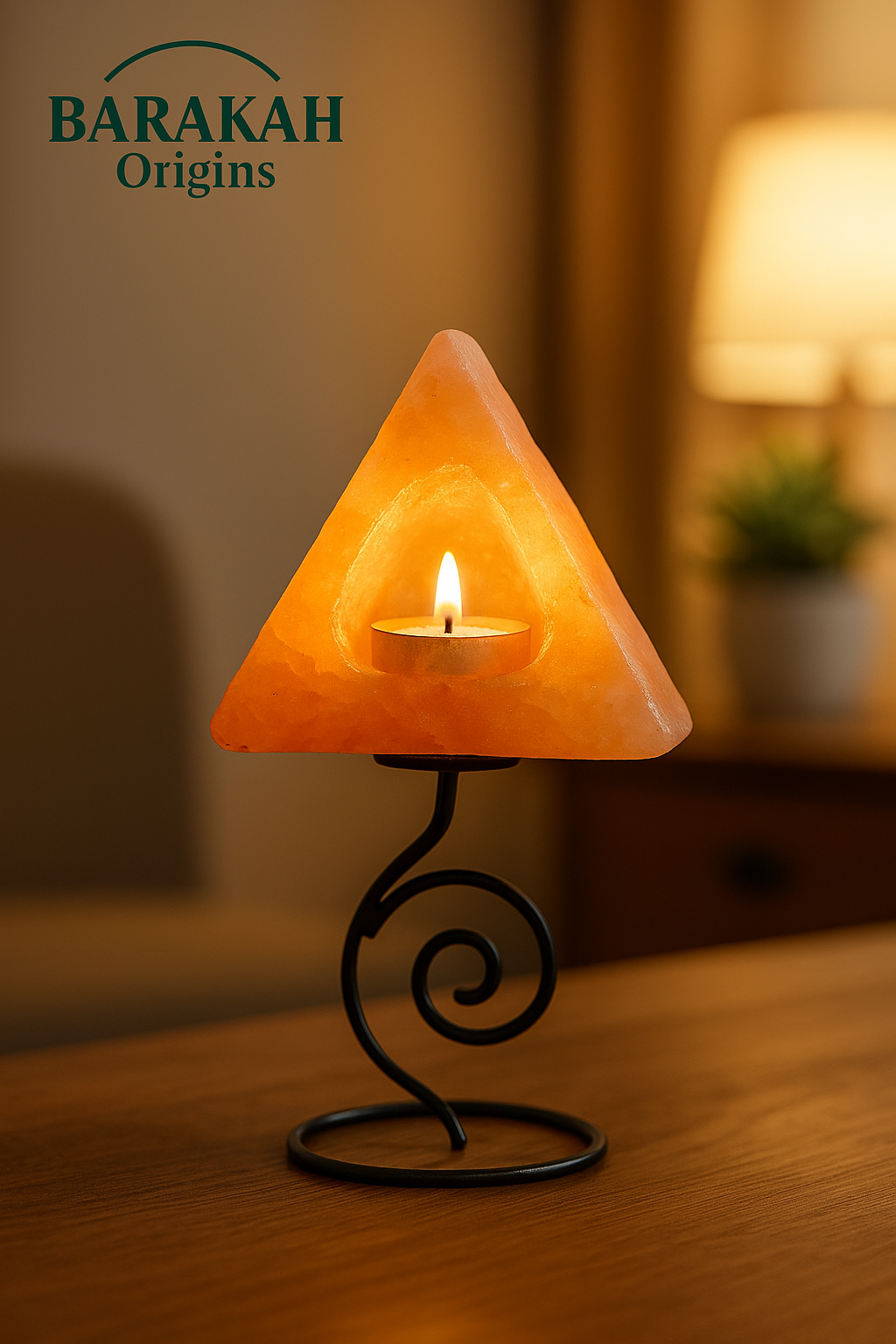 Triangle Shape Himalayan Salt Candle Holder (Single)