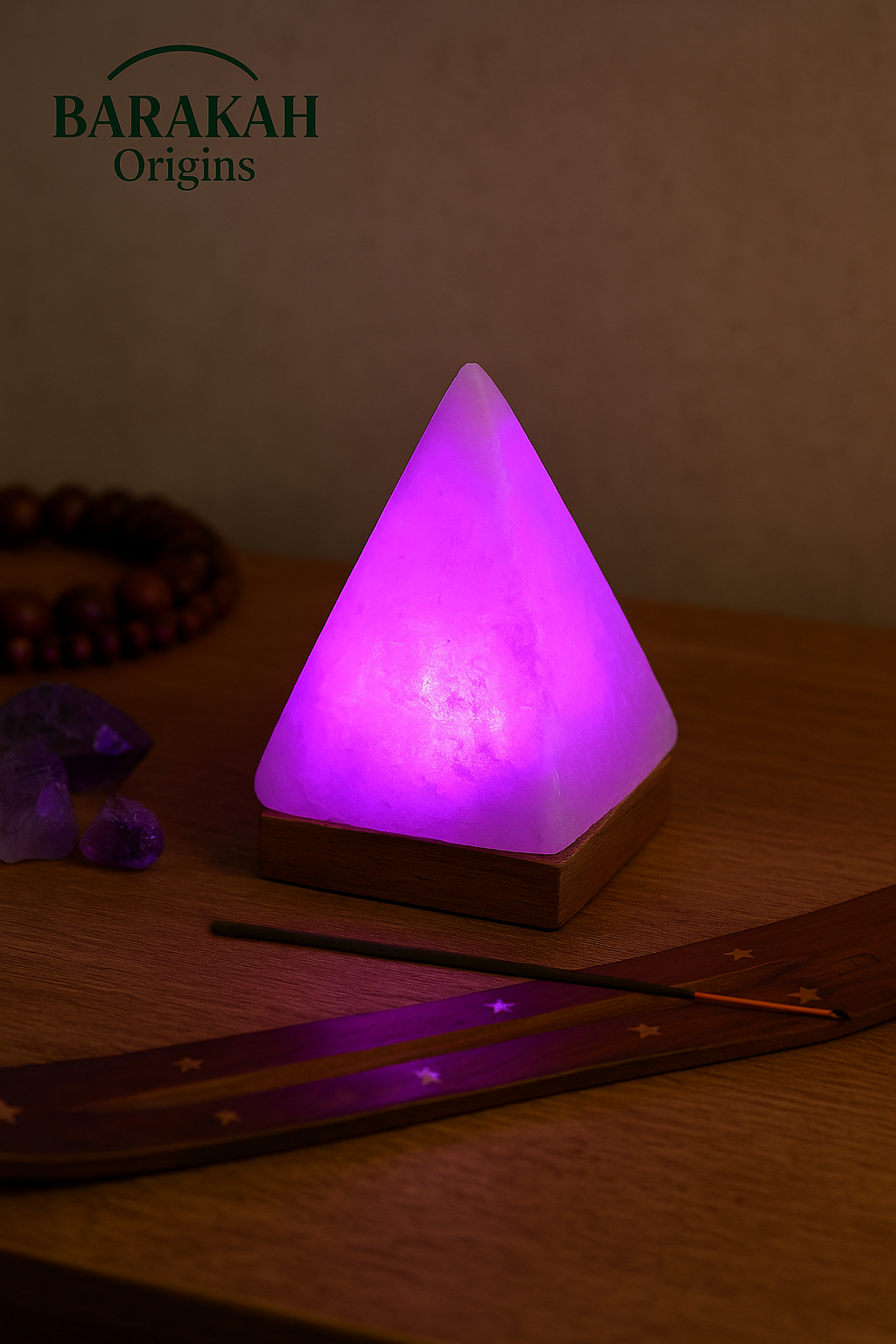 Pyramid Shape USB Himalayan Salt Lamp with Multicolored LED Bulb