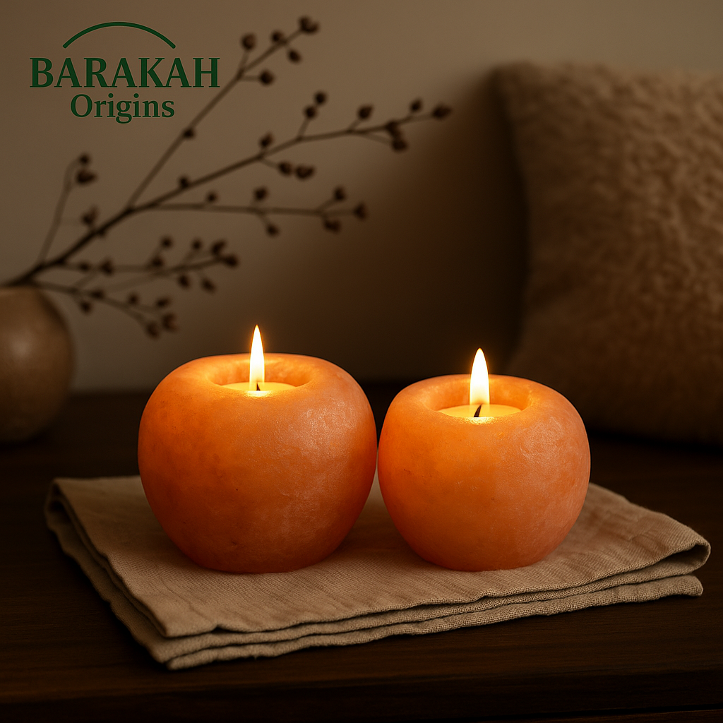 Round Shape Himalayan Salt Candle Holder (Twin Set)