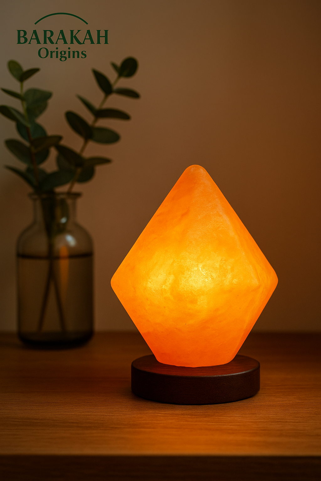 Diamond Shape USB Himalayan Salt Lamp with Multicolored LED Bulb