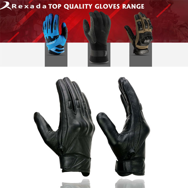 Men's Black Leather i-Touch Screen Compatible Gel Palm Motorcycle Gloves W/ Protective Knuckle  