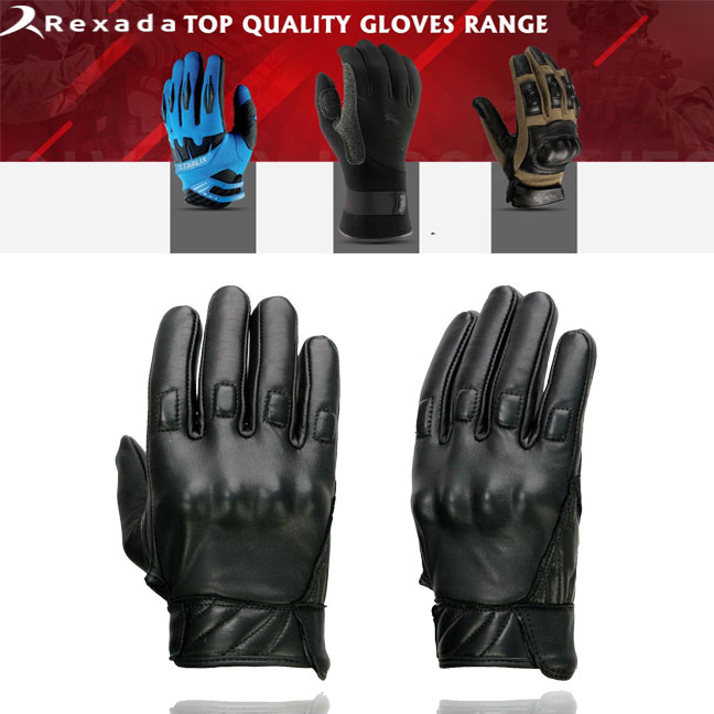 Leather Gel Padded Palm Fingerless Motorcycle Gloves