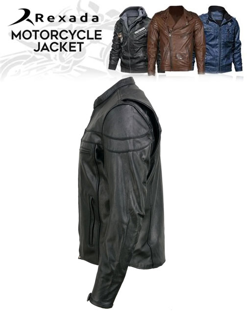 Men's Black Sporty Scooter Crossover Motorcycle Riding Leather Jacket EL1408