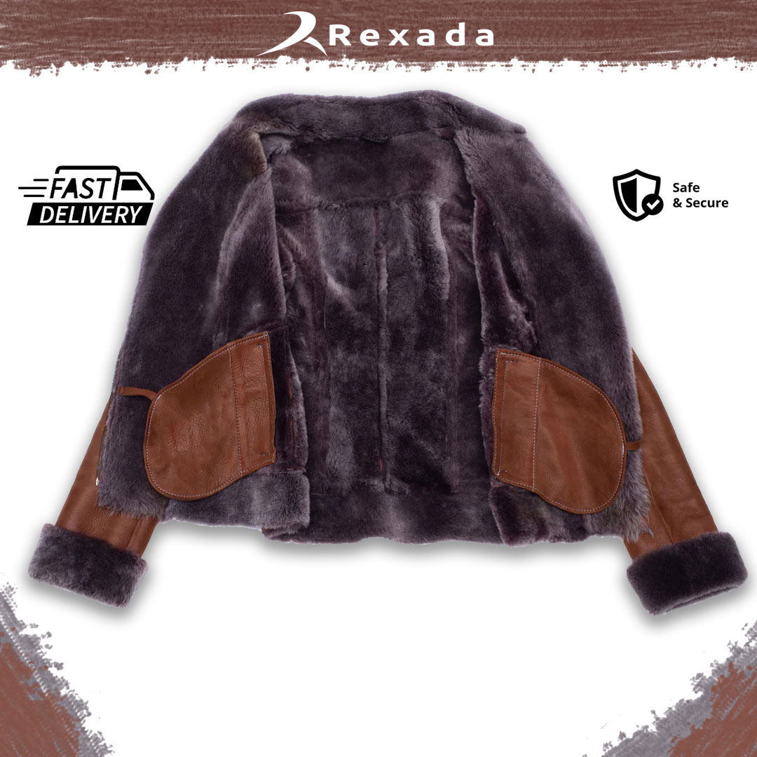 Aria Women’s Brown Shearling Leather Jacket – Classic Winter Style
