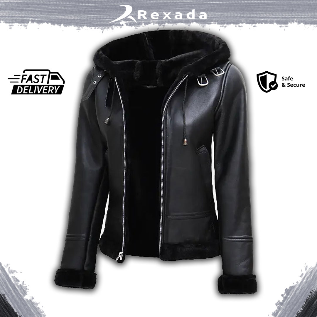 Rexada Stella Luxe Women’s Leather Hoodie Jacket – Street Charm. Refined Luxury.