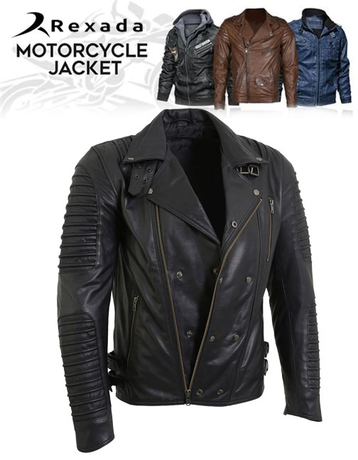 Men's Black Leather Fashion Jacket with Piping Design