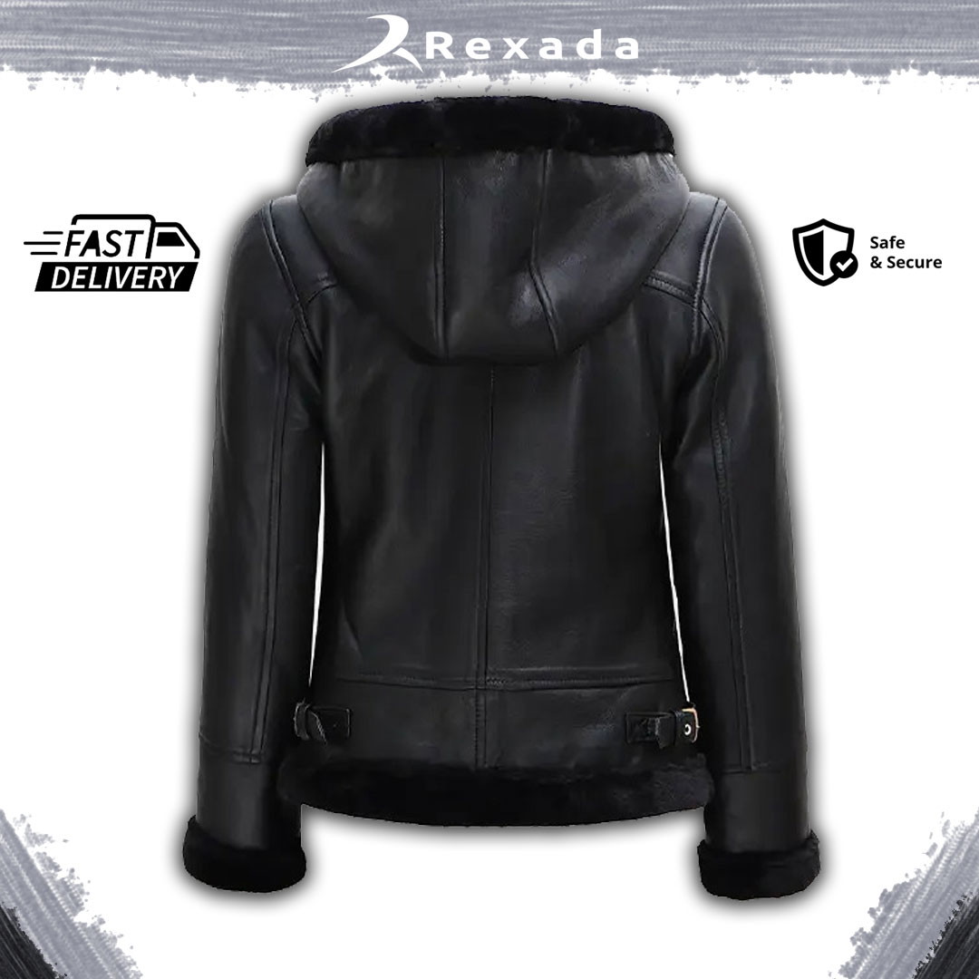 Rexada Stella Luxe Women’s Leather Hoodie Jacket – Street Charm. Refined Luxury.
