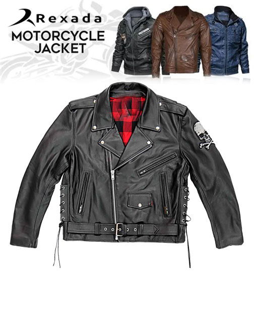 Men’s Black ‘Skull And Crossbones' Motorcycle Leather Jacket