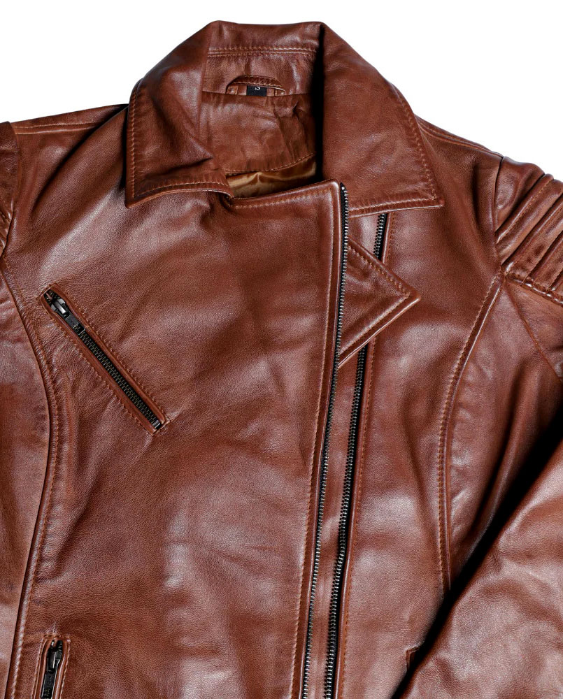 Caramel Luxe Women’s Leather Jacket – Modern Classic Design Slim Fit