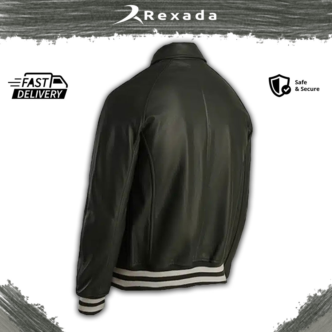 Step into effortless sophistication with the Rexada Aurelia Varsity Leather Jacket