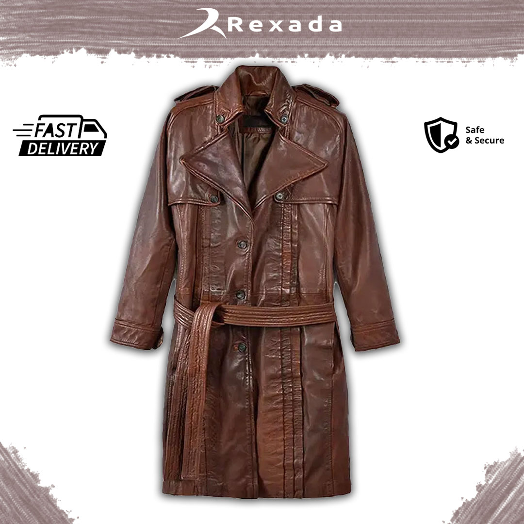 Command attention with the Rexada Estelle Premium Leather Coat,