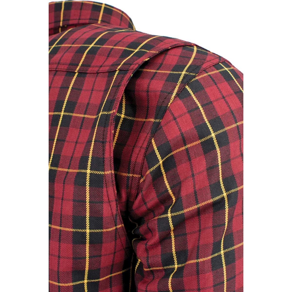 Men’s Plaid Flannel Biker Shirt with CE Approved Armor – Reinforced with Aramid Fiber