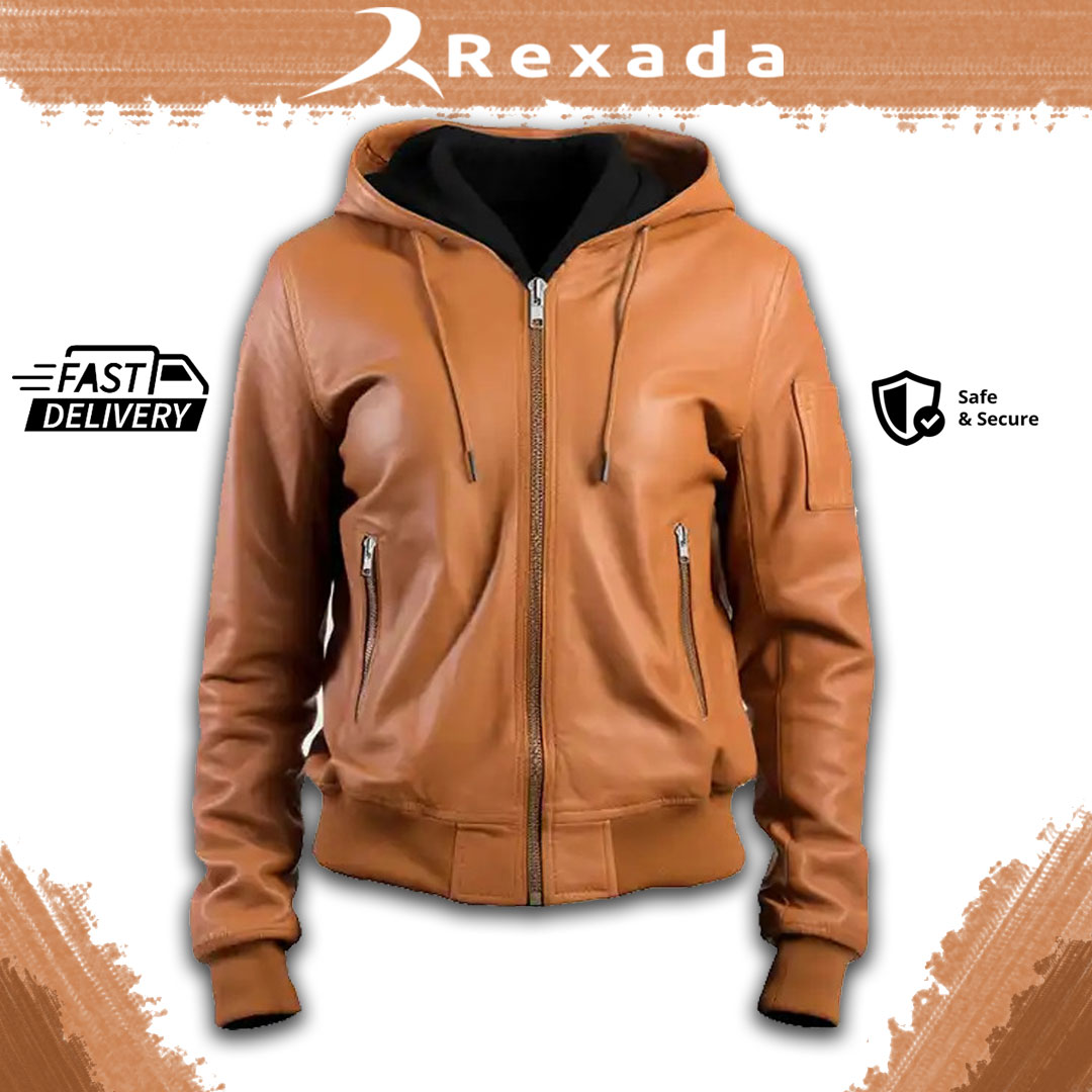 Rexada Lurea Women’s Real Leather Bomber Jacket – Modern Elegance Meets Streetwear