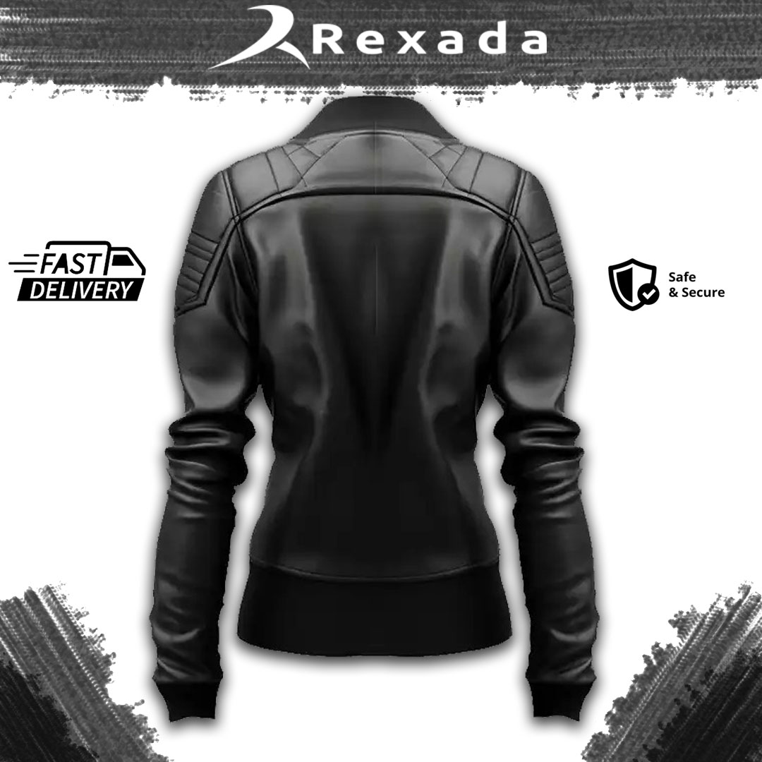Rexada Zynra Women’s Real Leather Bomber Jacket – Refined Style. Urban Luxury.