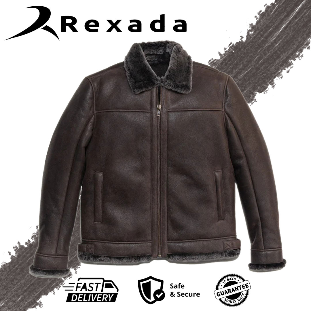 Espresso Brown Shearling Bomber Jacket – Men’s Luxury Winter Wear