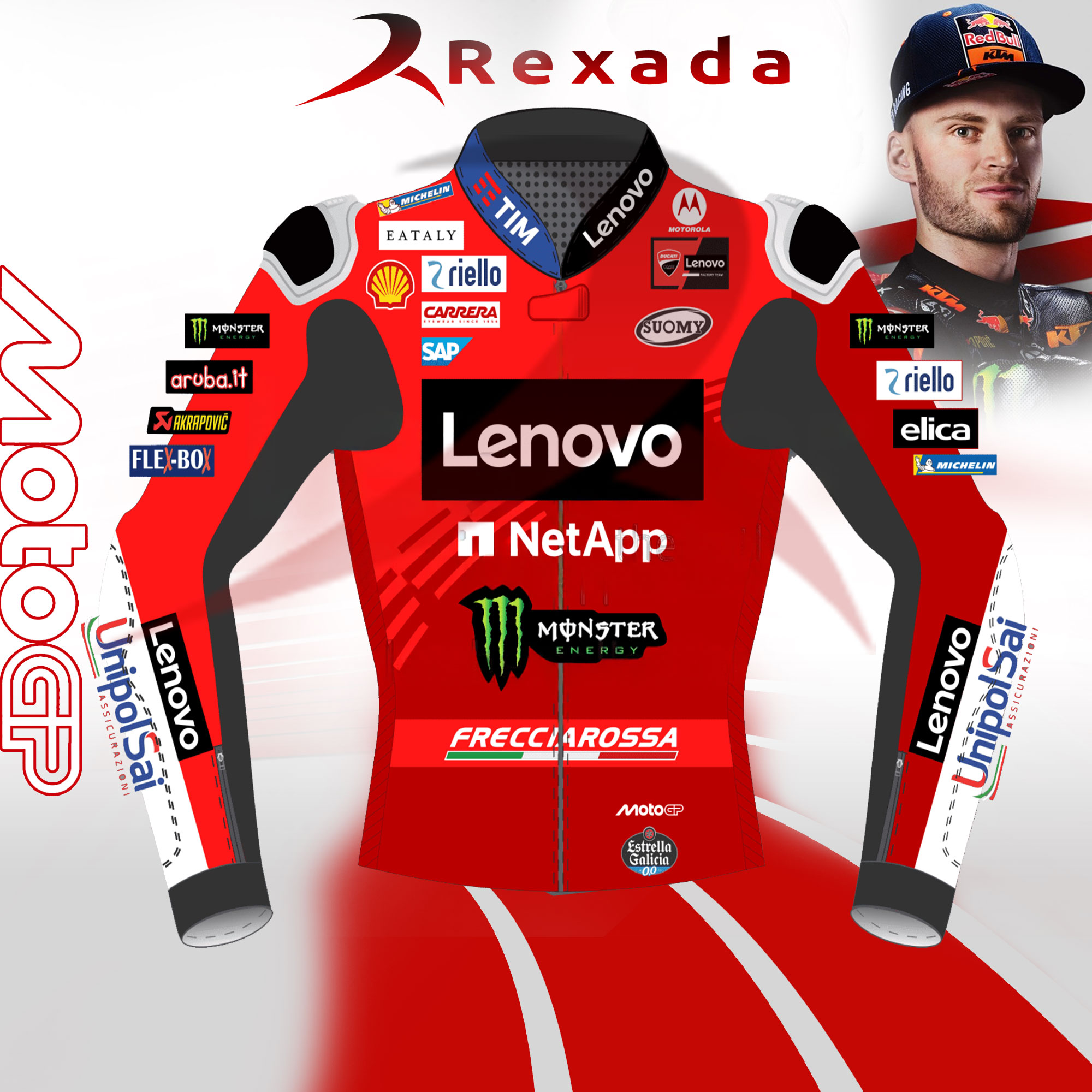 Red Leather Motorcycle Jacket Francesco Bagnaia MotoGP 2025