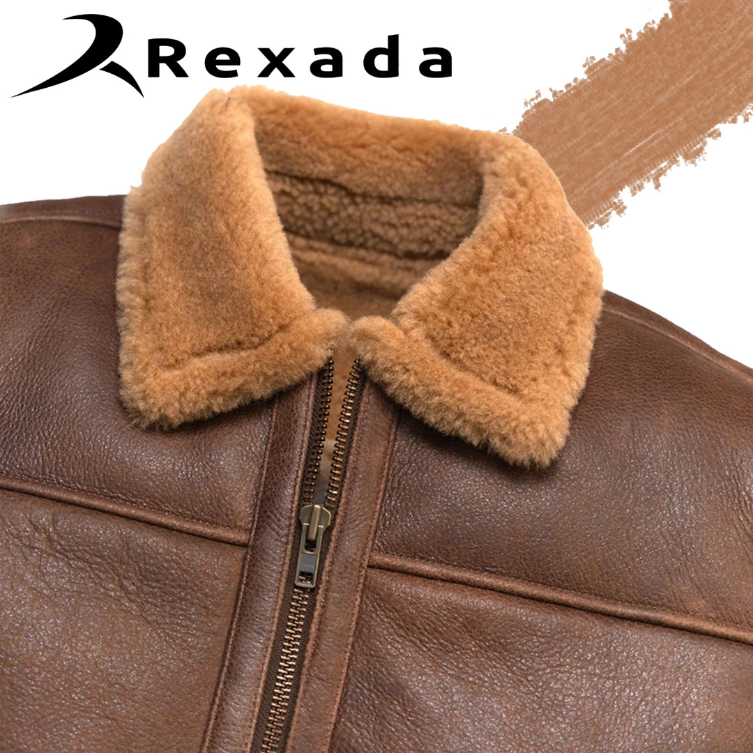 Grizzly Brown Shearling Bomber Jacket – Men’s Luxury Winter Wear