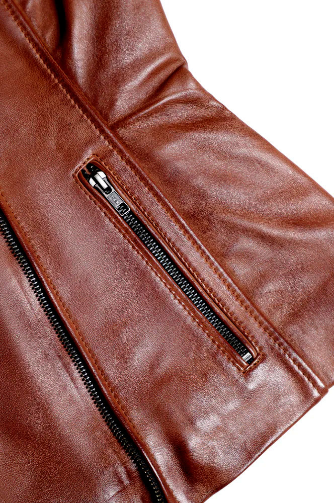 Caramel Luxe Women’s Leather Jacket – Modern Classic Design Slim Fit