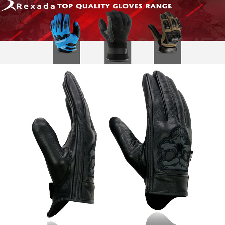 Reflective Skull’ Motorcycle Hand Gloves W/Gel Padded Palm 