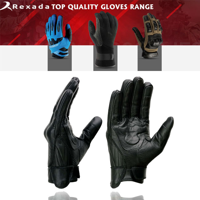 Men's Black Leather i-Touch Screen Compatible Gel Palm Motorcycle Gloves W/ Protective Knuckle  