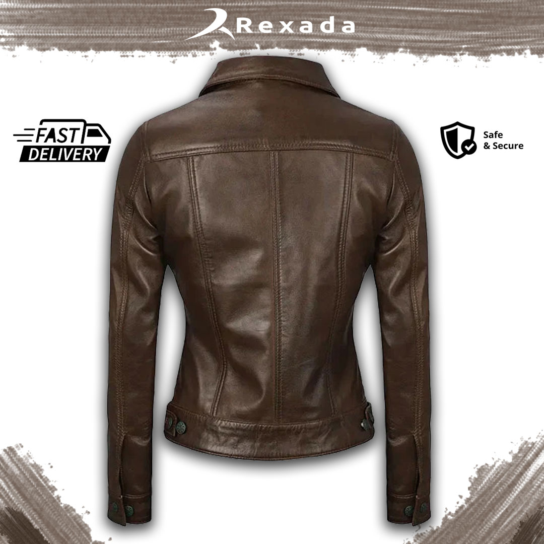 Rexada Rio Women’s Real Leather Trucker Jacket – Effortless Cool. Bold Attitude.
