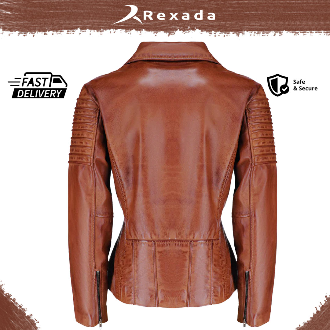 Caramel Luxe Women’s Leather Jacket – Modern Classic Design Slim Fit