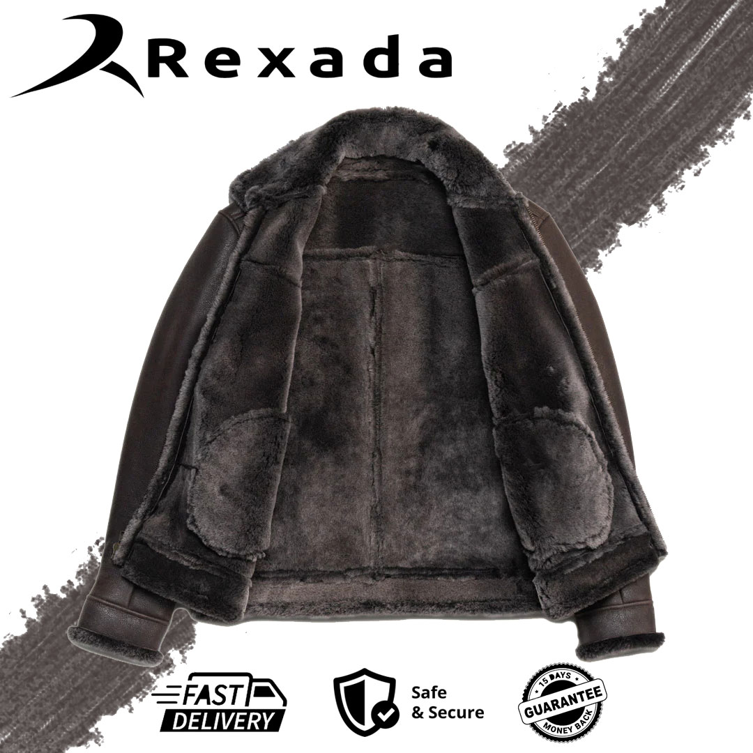 Espresso Brown Shearling Bomber Jacket – Men’s Luxury Winter Wear