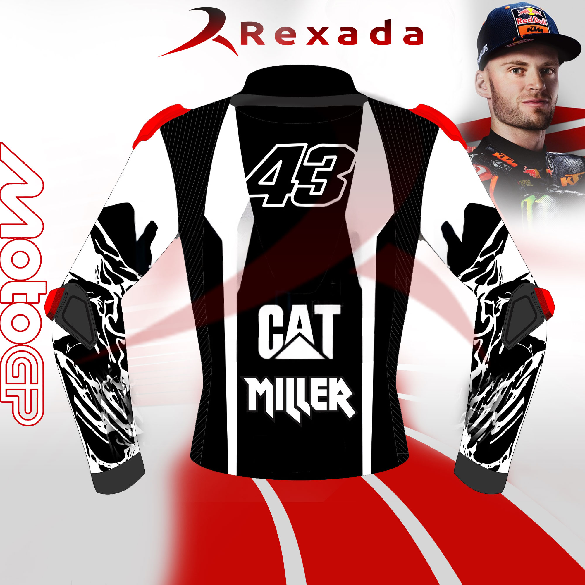 Motorcycle Jacket Black And White Jack Miller WT 2024