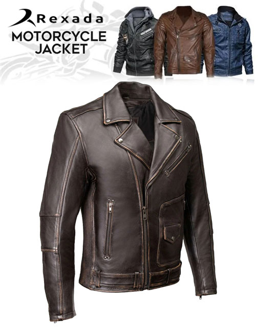Men's Unforgiven MC Style Vintage Brown Leather Jacket w/ Lapel Collar MMC10005