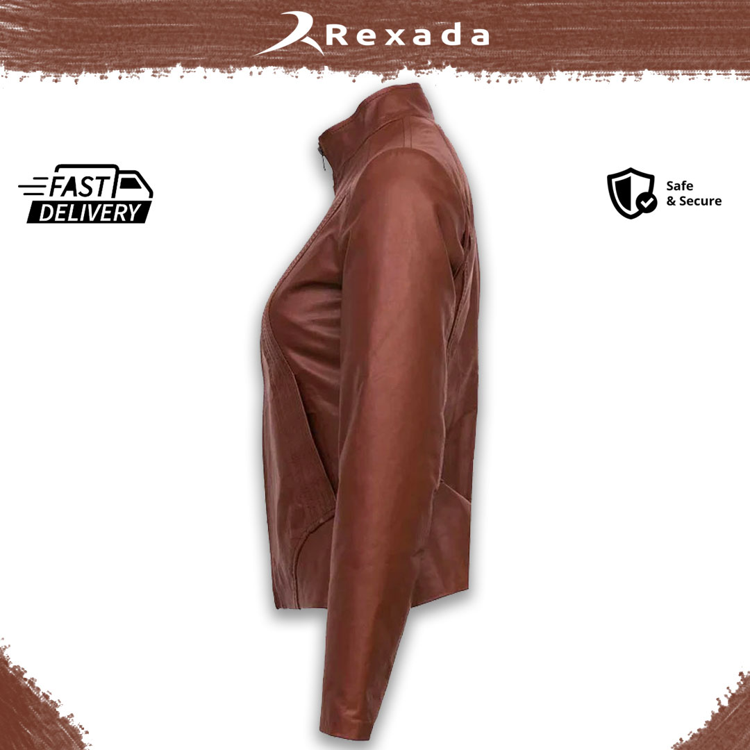 Sienna Tan Women’s Leather Jacket – Classic Slim Fit Casual Stylish Coat