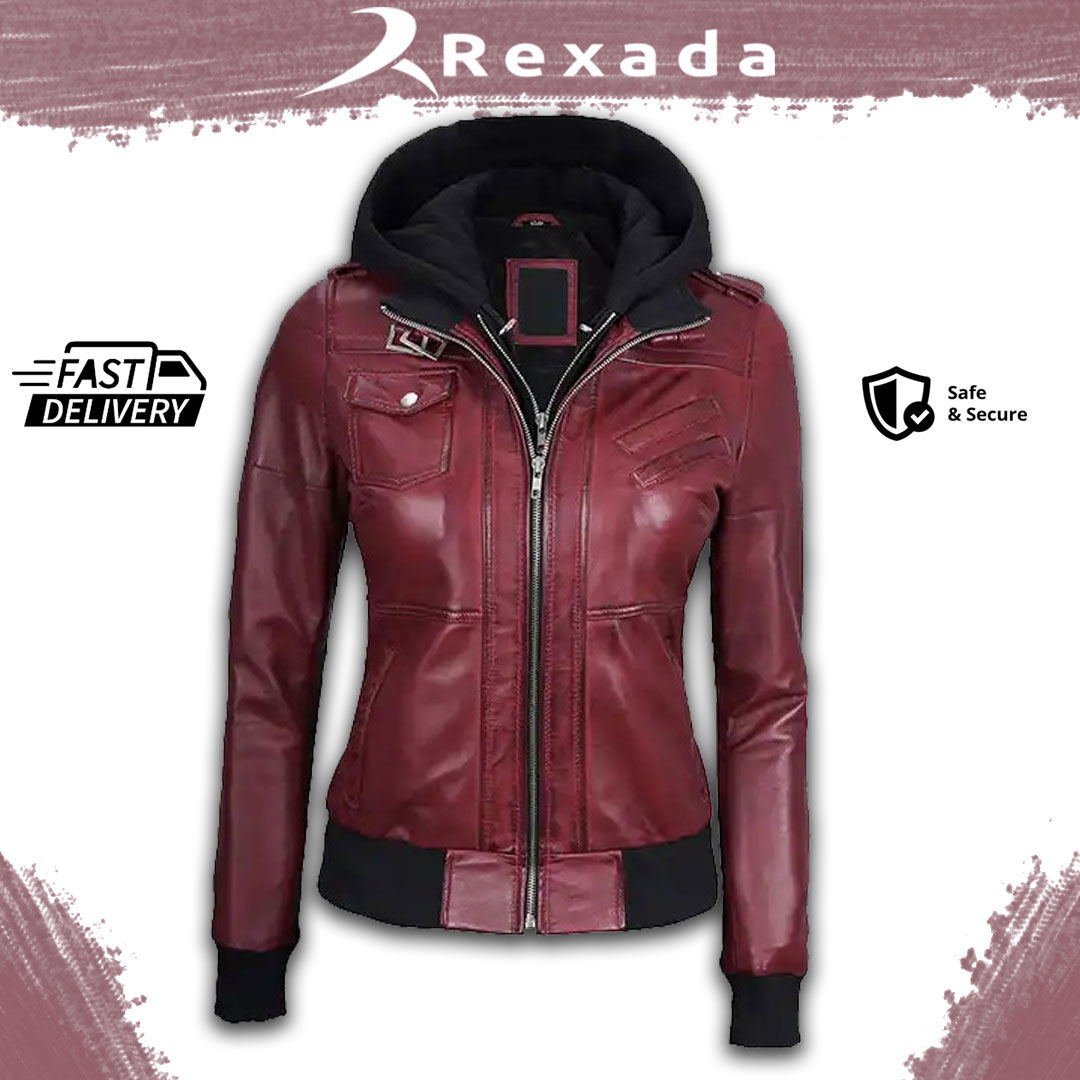Rexada Elaris Women’s Shearling Leather Bomber Jacket – Winter Luxury & Street Style