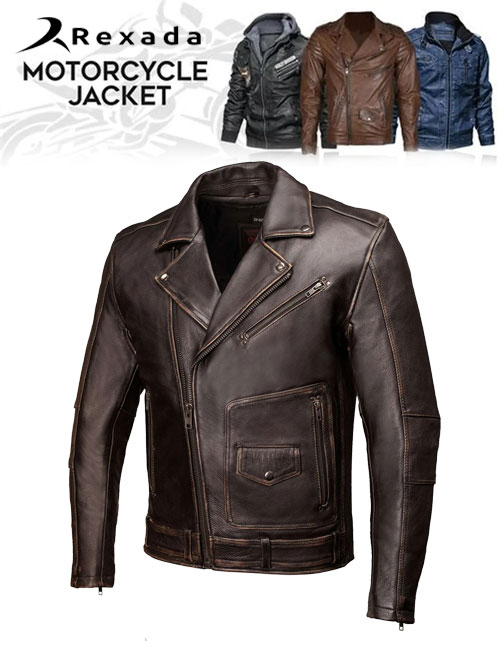 Men's Unforgiven MC Style Vintage Brown Leather Jacket w/ Lapel Collar MMC10005