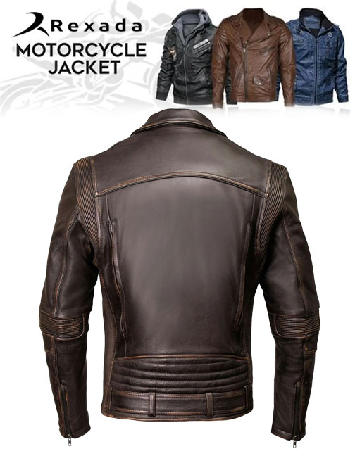 Men's Unforgiven MC Style Vintage Brown Leather Jacket w/ Lapel Collar MMC10005